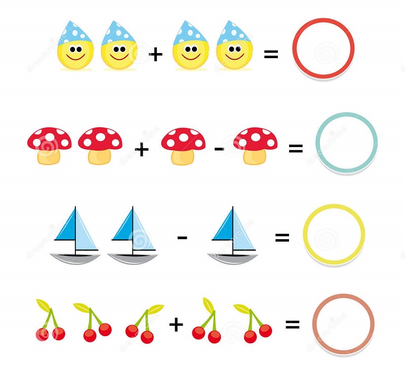 Problemas matemáticos para pré-escolar - Fichas e Atividades