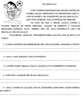 Textos para interpretação - 3º ano do Ensino fundamental