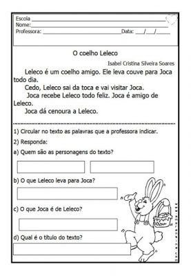 Textos para interpretação para o 1º ano