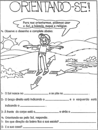 Fichas e atividades com os pontos cardeais
