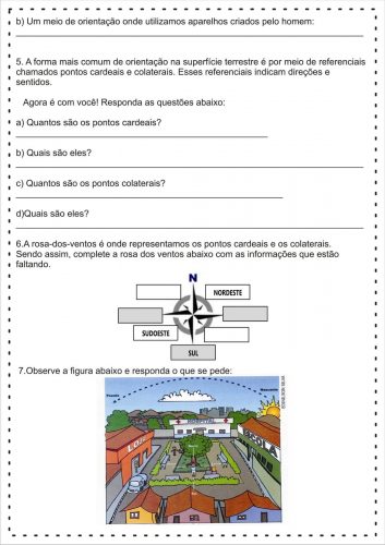 Fichas e atividades com os pontos cardeais