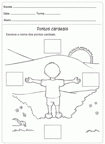 Fichas e atividades com os pontos cardeais