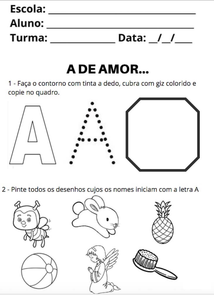 Atividades pré escolar 5 anos para imprimir PDF - Educação Online